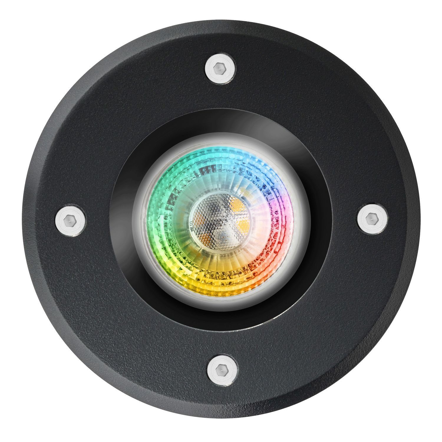LEDANDO LED RGB Bodeneinbaustrahler Fernbedienung LED - RGB Wa - Einbaustrahler RAL7016 mit Set 