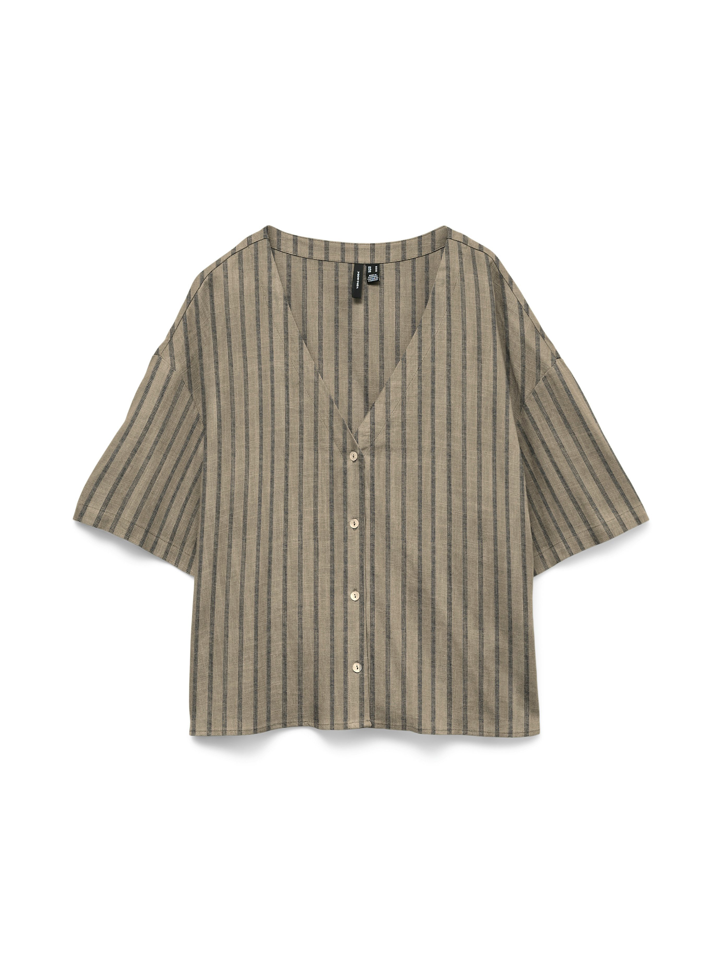 Vero Moda Kurzarmbluse VMROSIE 2/4 V-NECK SHIRT NOOS Viskosemischung. mit Leinen, Kurzarm – Bild 5 von 5