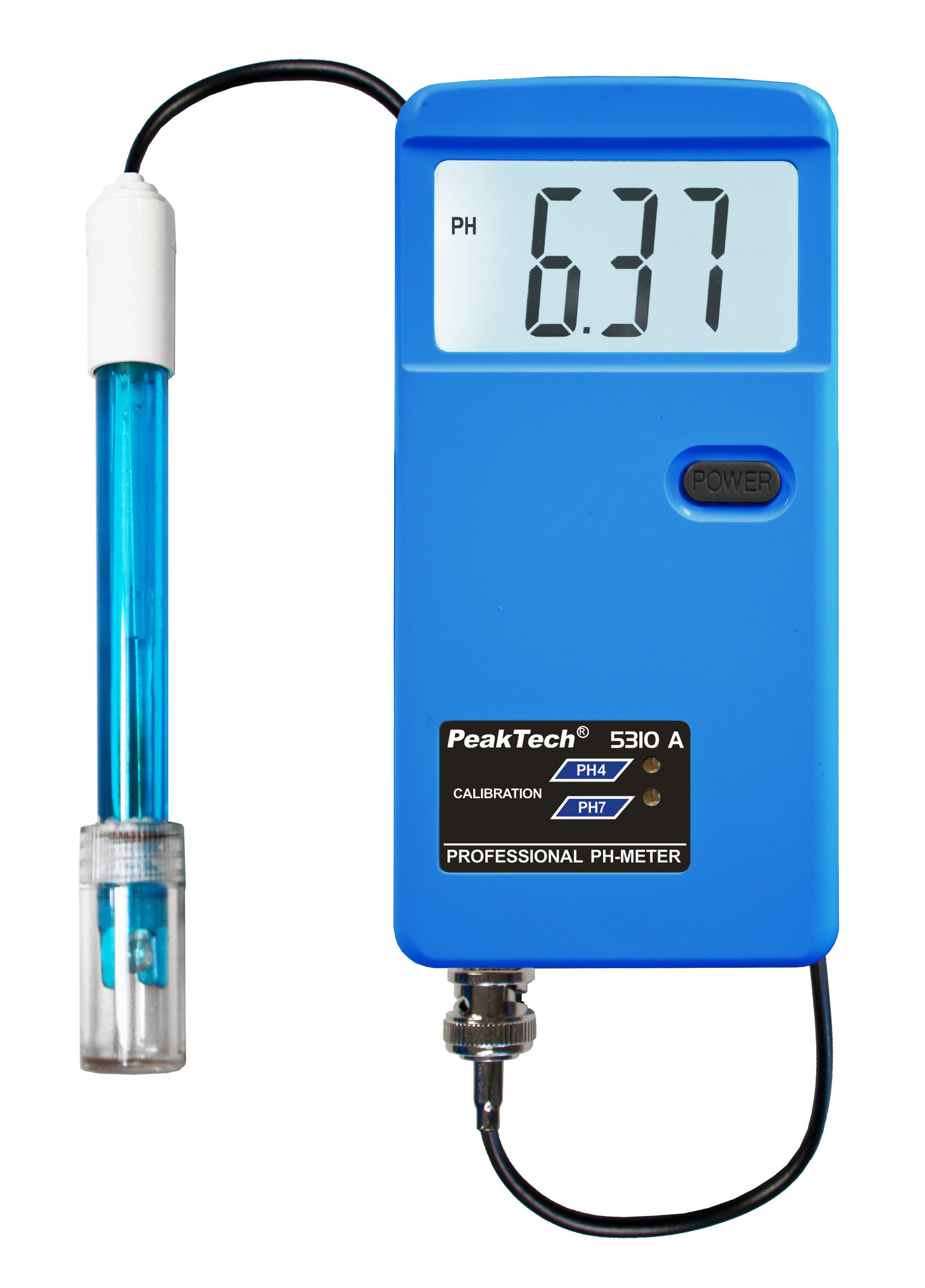 PeakTech Wassersensor PeakTech 5310 A: Professionelles PH-Meter mit  wechselbarer Kabelsonde für pH-Wert 0.00 ... 14.00 pH - geeignet für  Aquarium, Pool, Schwimmbad, Forschung, Labor, Säuren und Basen, PH Messgerät