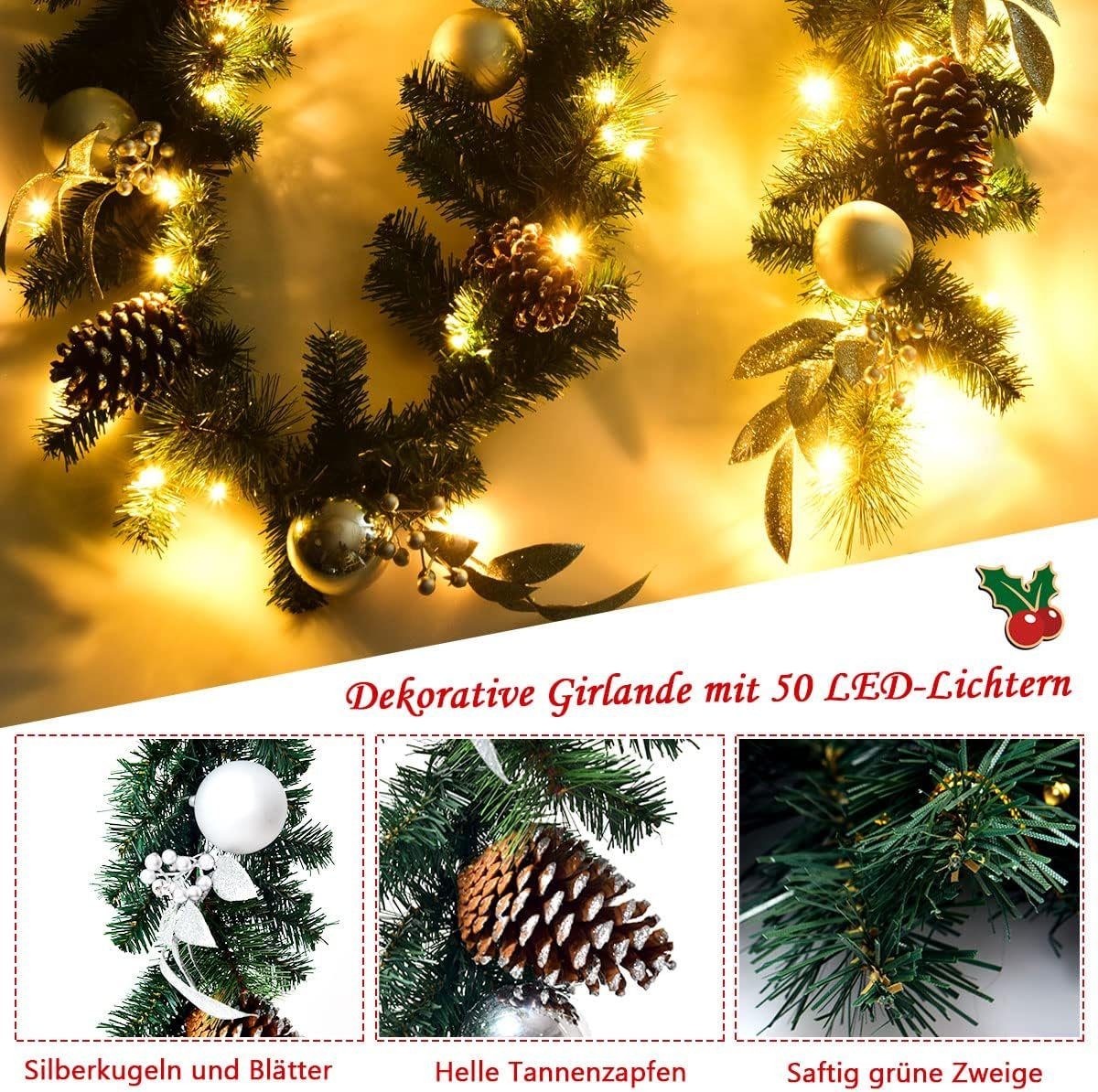 Kunstgirlande mit 50 LED-Leuchten, KOMFOTTEU, 270 günstig online kaufen