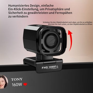 yozhiqu 1080P USB-Webcam mit Mikrofon und vollautomatischer Verfolgung Webcam (Geeignet für PCs und Laptops, Verfügbar für E-Learning und Konferenzen)