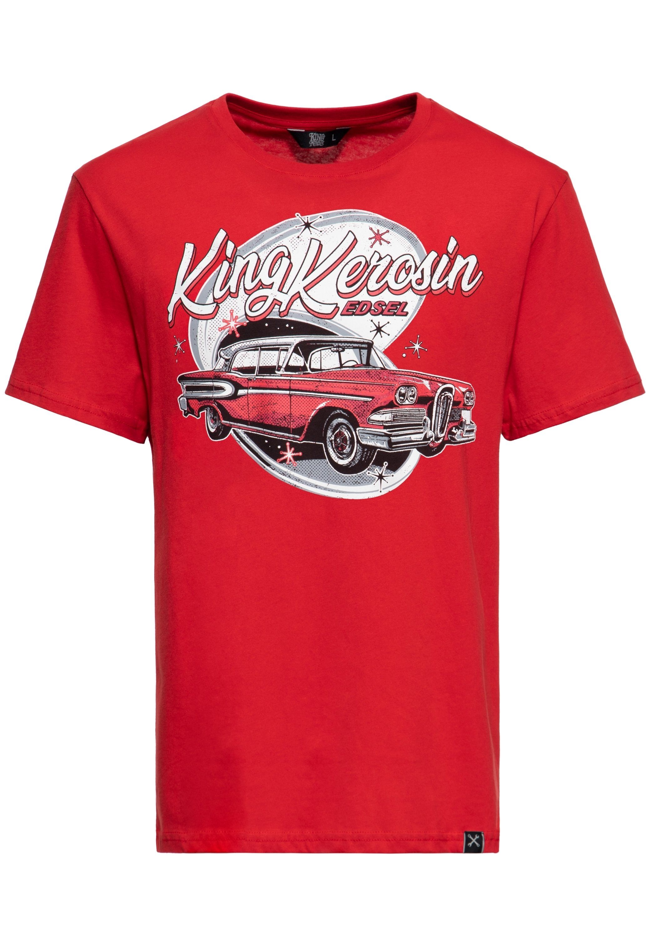 KingKerosin Print-Shirt Edsel mit Classic Car - Artwork rot