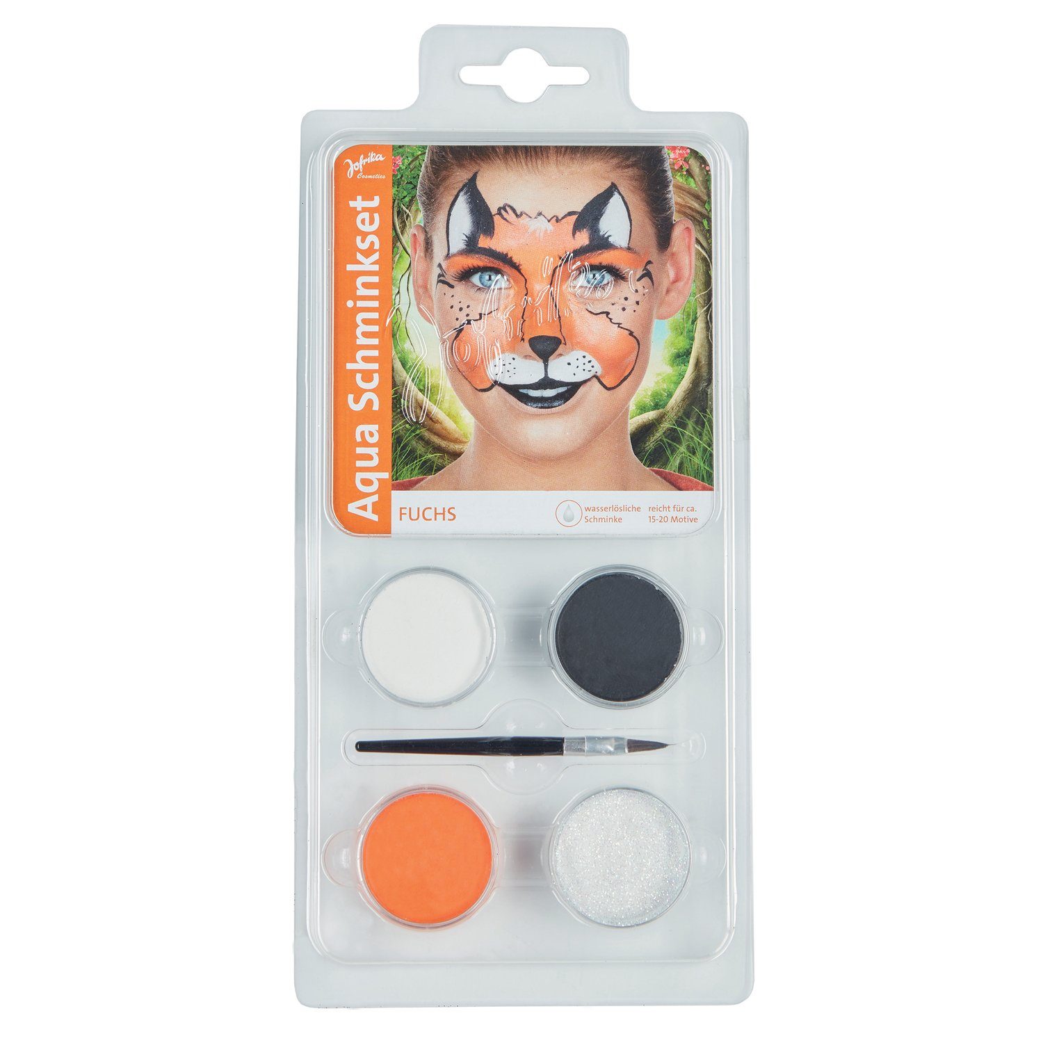 jofrika Schmink-Set Aqua Schminkset Fuchs, wasserlösliche Schminke inkl. Pinsel reicht f