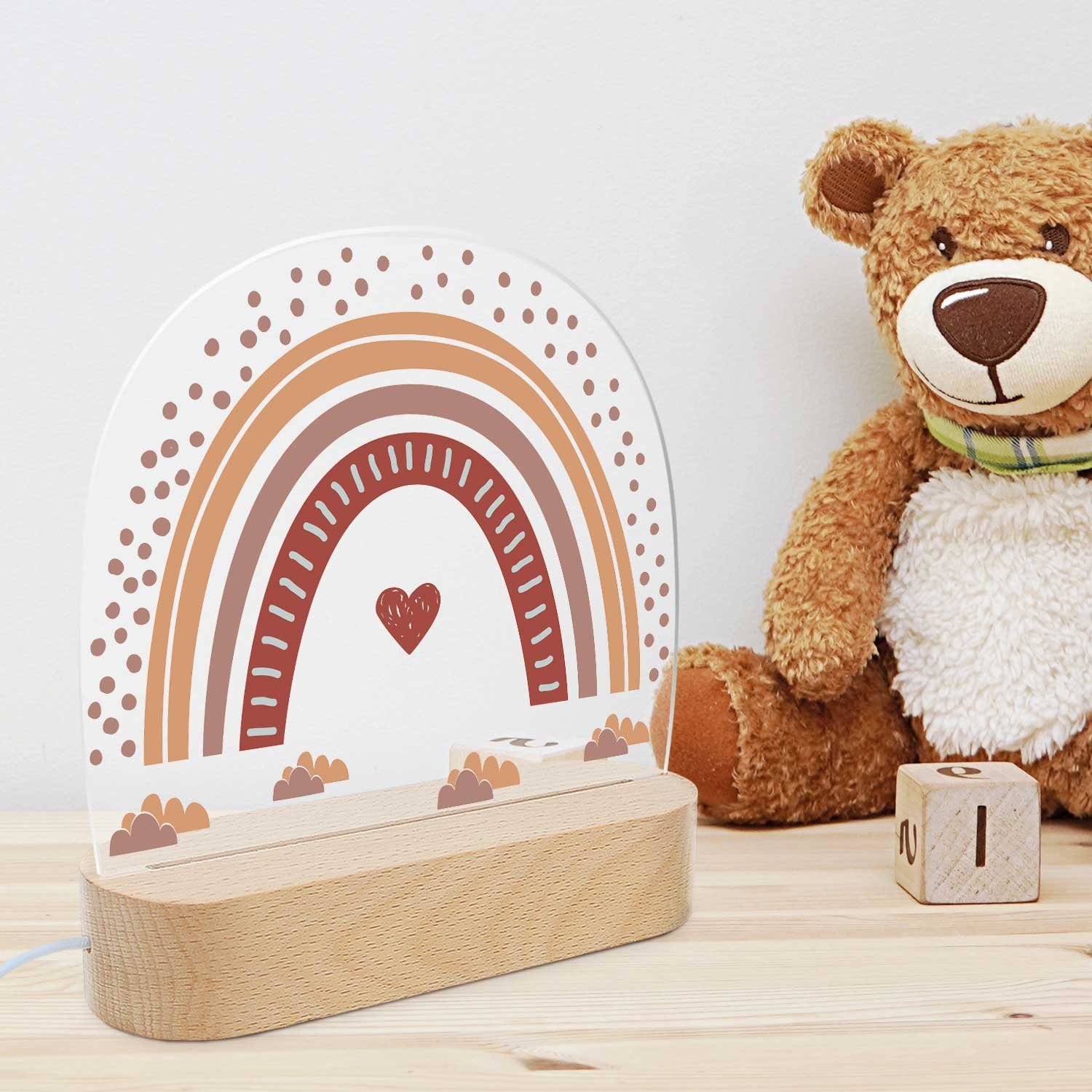 GRAVURZEILE LED Nachtlicht für Kinder, Beruhigend und Energiesparend - Regenbogen Design Rot, LED, 3 Lichtmodi: Warm- Kalt- und Mischweiß, Geschenk für Kinder & Baby
