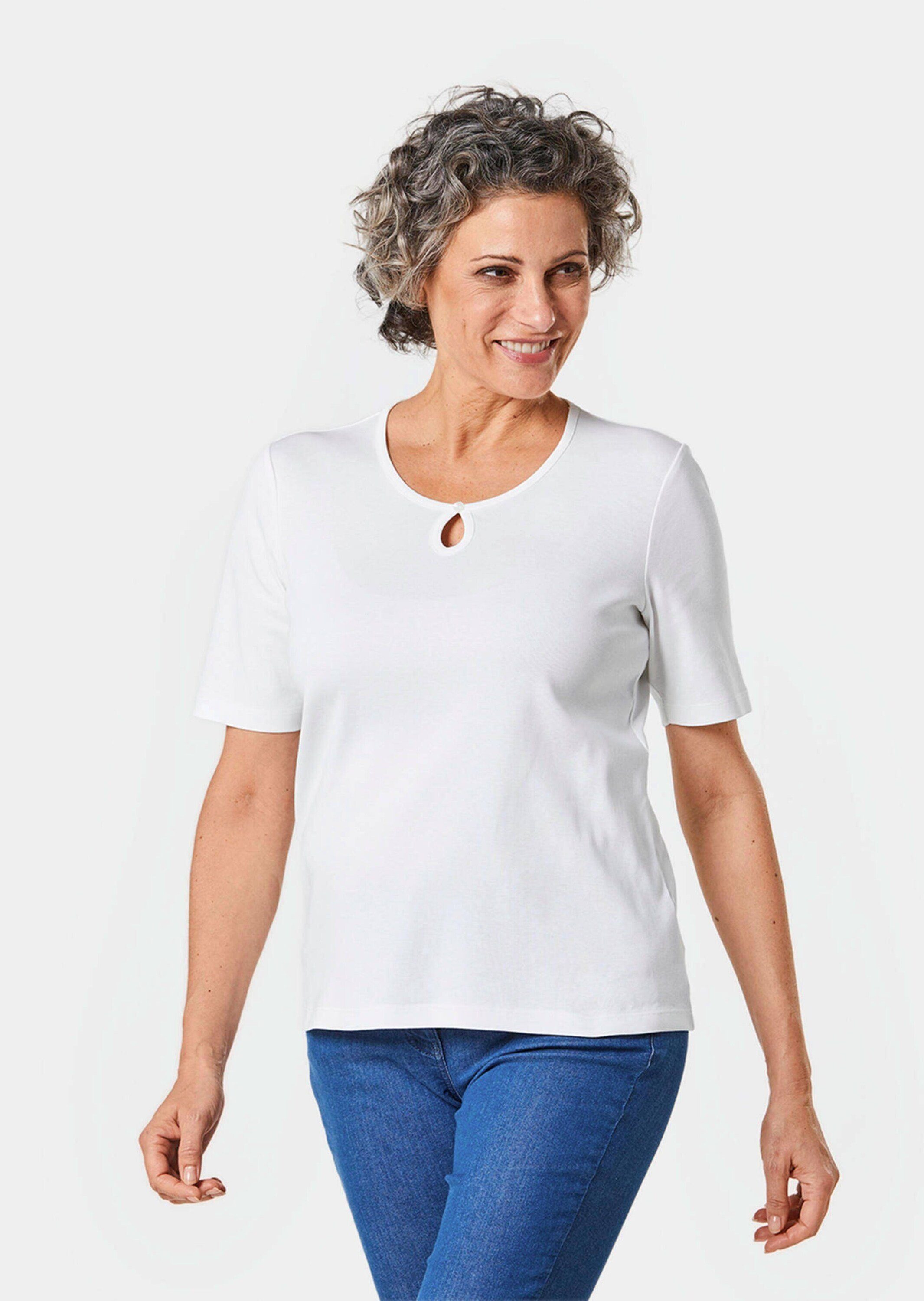 GOLDNER T-Shirt Kurzgröße: reiner aus Baumwolle T-Shirt weiß Basic