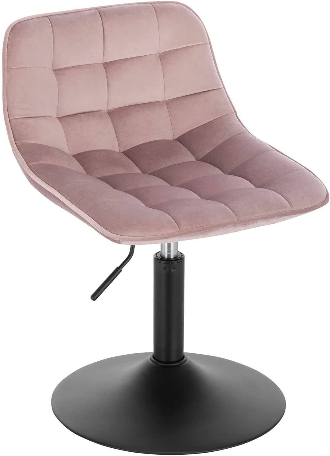 Woltu Barhocker (1 St), 360° Schwenken Samt Sitz 38-49.5cm Hoch rosa