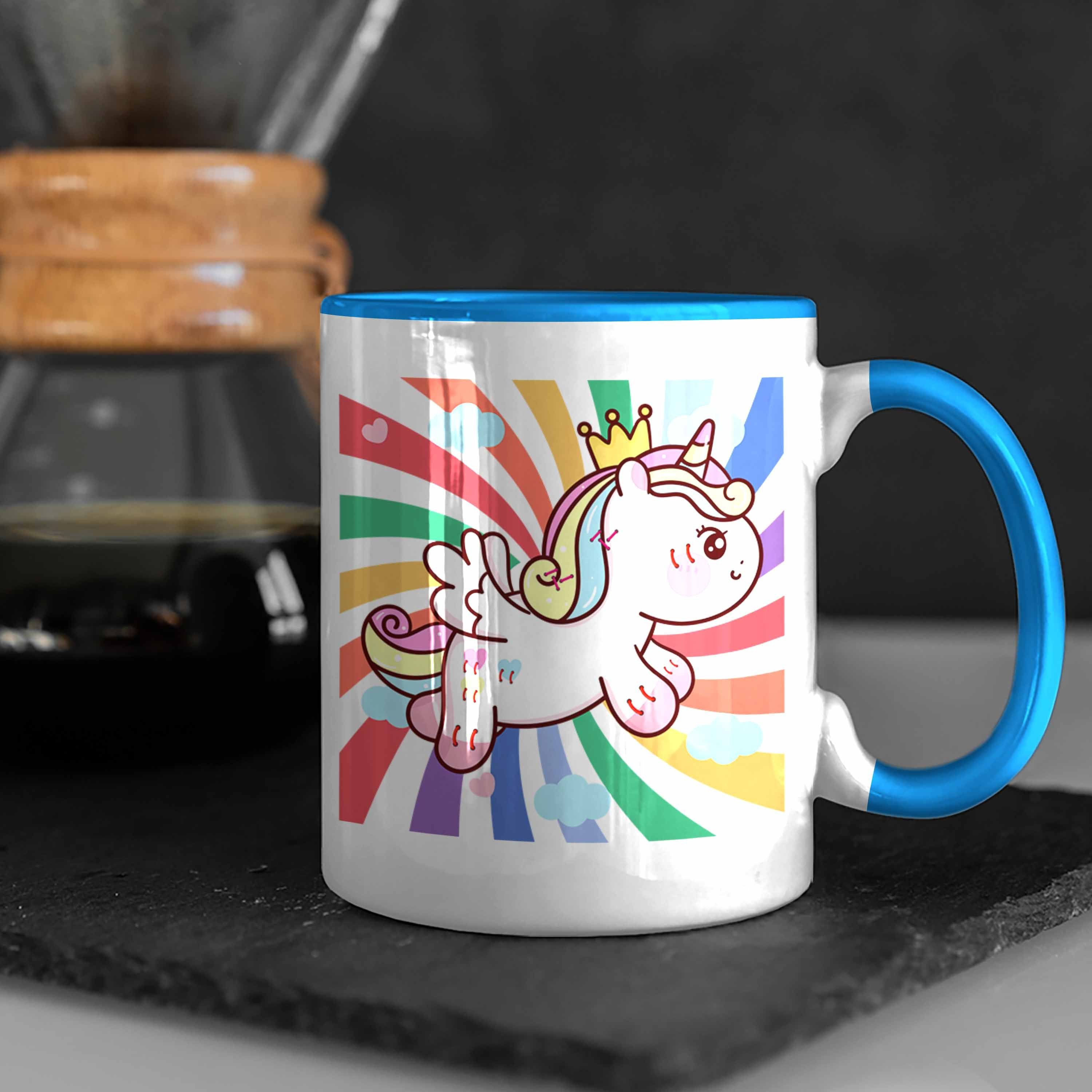 Einhorn Geschenk Tasse Trendation Tasse Grafik Blau Lustig