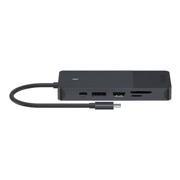 Rapoo UCM-2006 USB-C Multiport Adapter, 12in1, Grau USB-Adapter USB-C zu 3,5-mm-Klinke, DisplayPort, HDMI, MicroSD-Card, RJ-45 (Ethernet), SD-Card, USB 2.0, USB 3.0 Typ A, USB-C, 18 cm