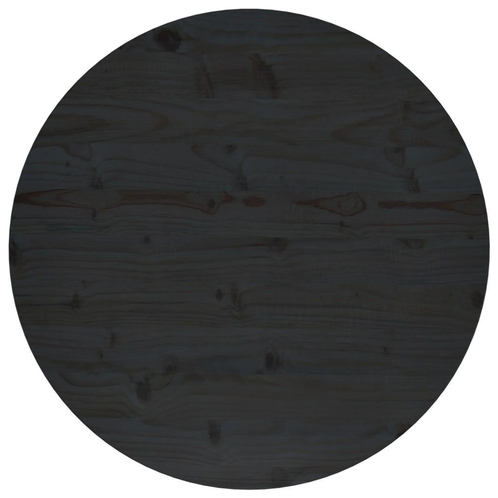 furnicato Tischplatte Schwarz Ø70x2,5 cm Massivholz Kiefer (1 St)