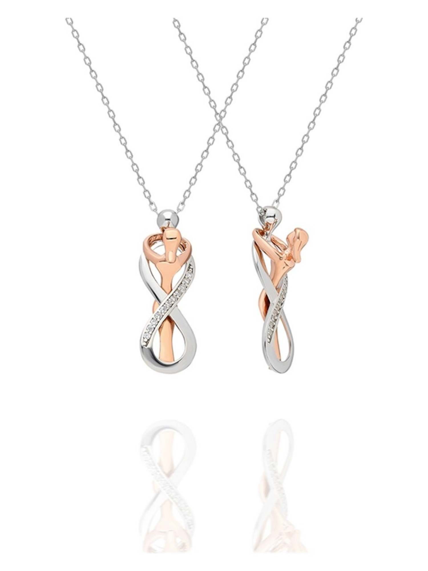 Nisan Kette und Anhänger Set, 925er Silber Damenkette – Umarmendes Paar & U günstig online kaufen