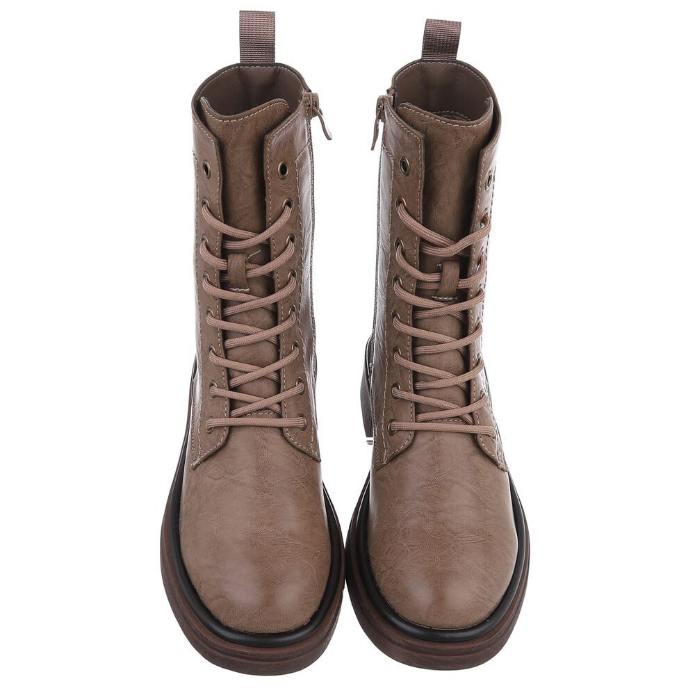 Ital-Design Damen Stiefel mit Schnürung und blockabsatz für Alltag Schnürstiefelette (90598768) Blockabsatz Stiefeletten in Hellbraun – Bild 4 von 5