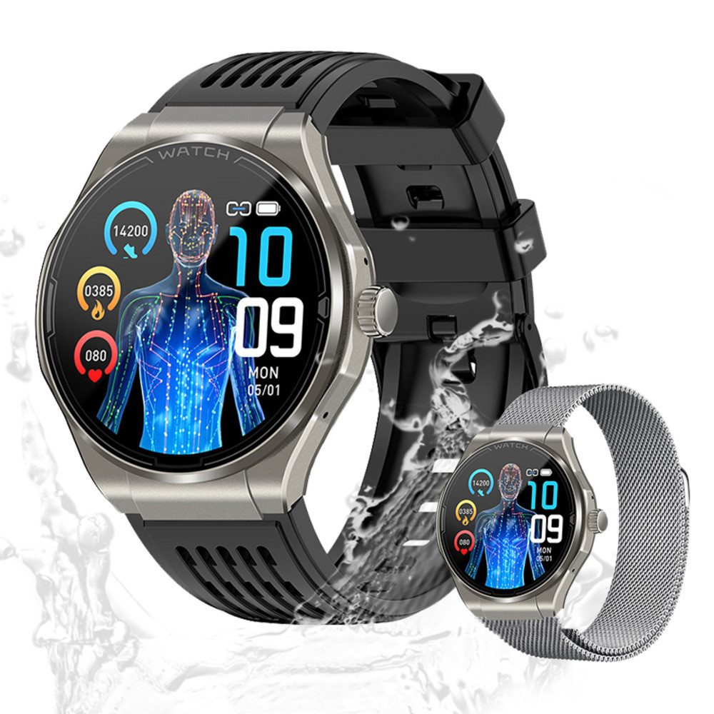 Valdus Herren’s und Damen's IP65 Wasserdicht Fitness-Tracker Smartwatch (1.43 Zoll, Android / iOS), mit 10 Sportmodi Schrittzähler Kalorienzähler