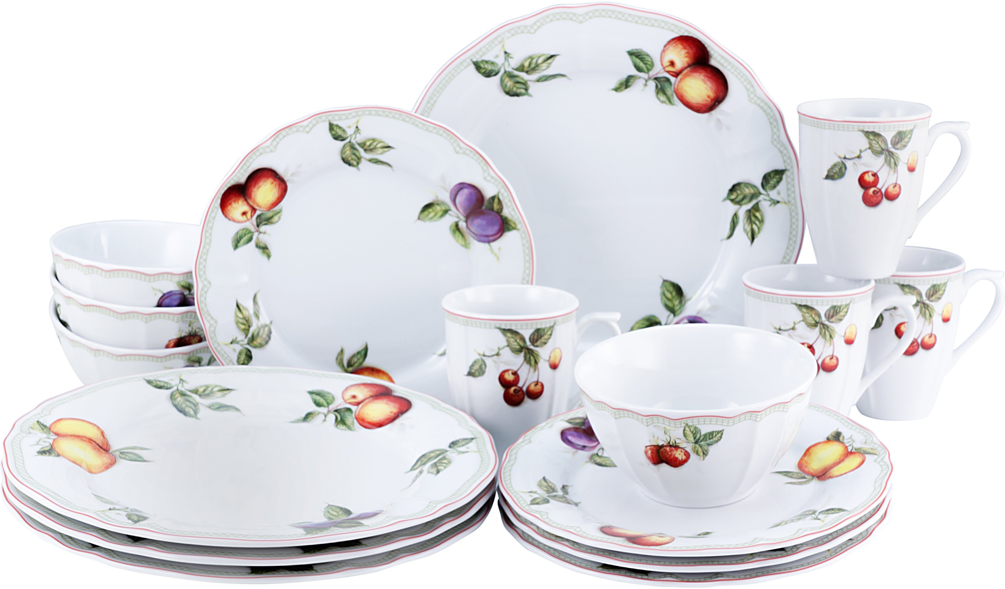 CreaTable Kombiservice Geschirr-Set Flora Orchard (16-tlg), 4 Personen, Porzellan, Service, nostalgischer Manufakturstil, 16 Teile, für 4 Personen