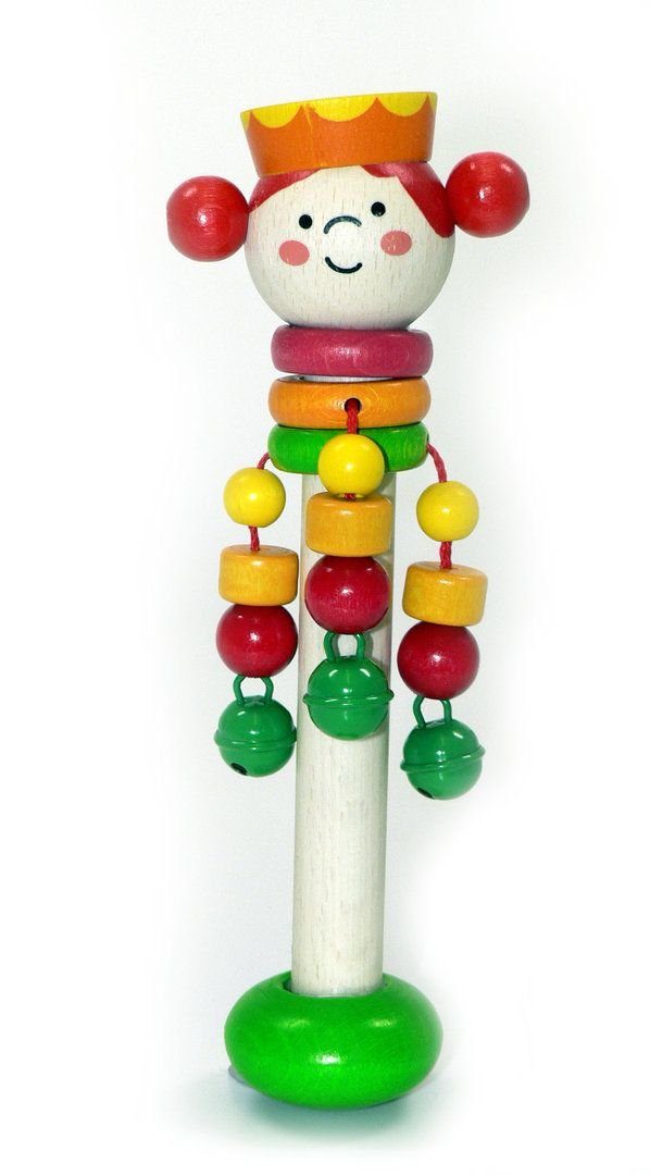 HESS SPIELZEUG Greifspielzeug Holzspielzeug Schellenstab Prinzessin BxHxT 6x18x6cm NEU
