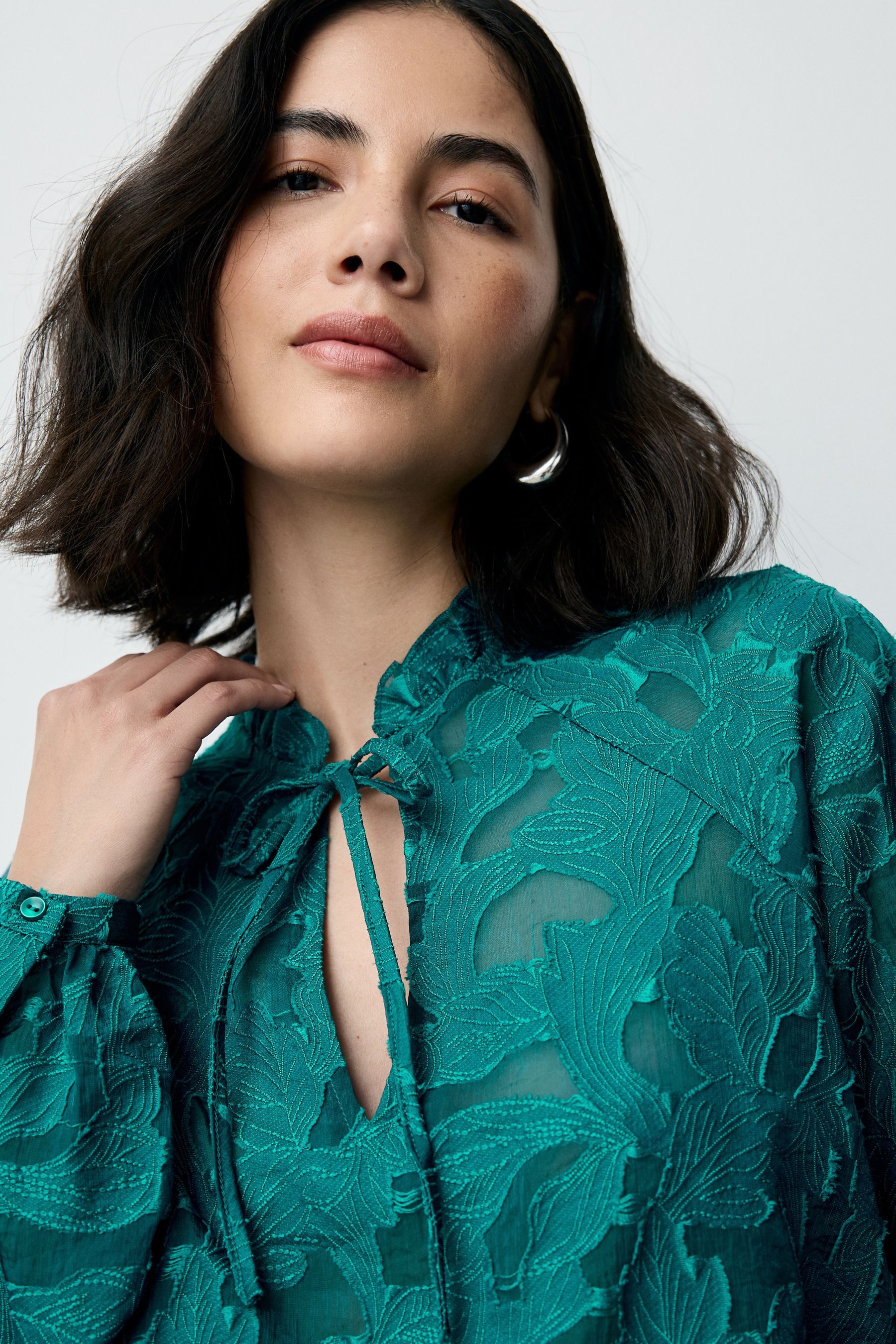 Next Langarmbluse Langärmelige Jacquard-Bluse (1-tlg)