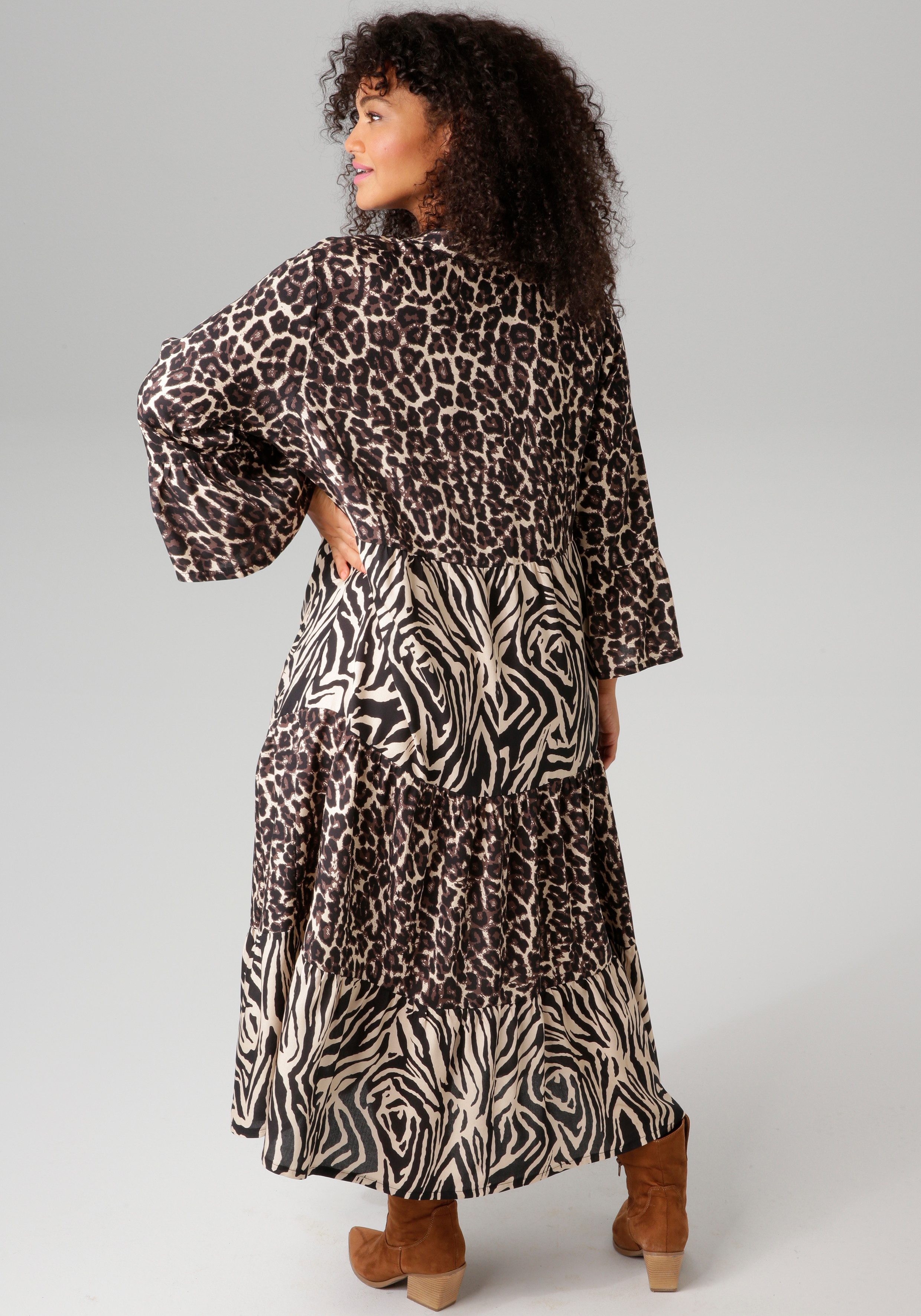 Aniston PLUS Midikleid im extravaganten Animal-Zebra-Printmix