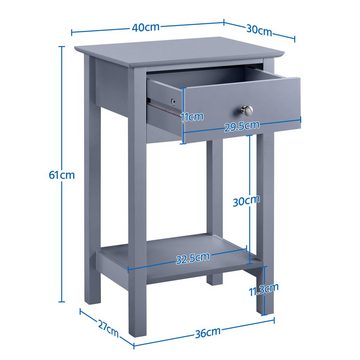 Yaheetech Nachttisch, Beistelltisch mit Ablage und Schublade, Sofatisch