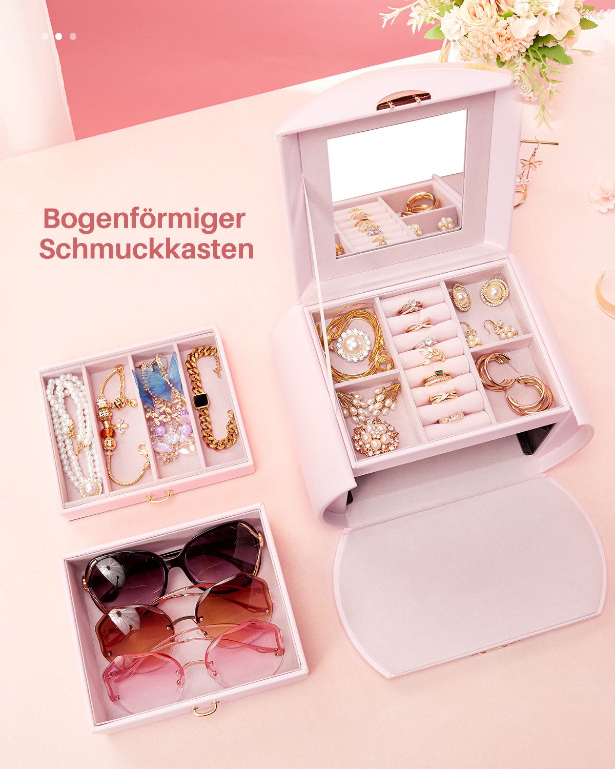 Yorbay Schmuckkasten Schmuckkoffer komplett abschließbar Schmuckkasten (Mit günstig online kaufen