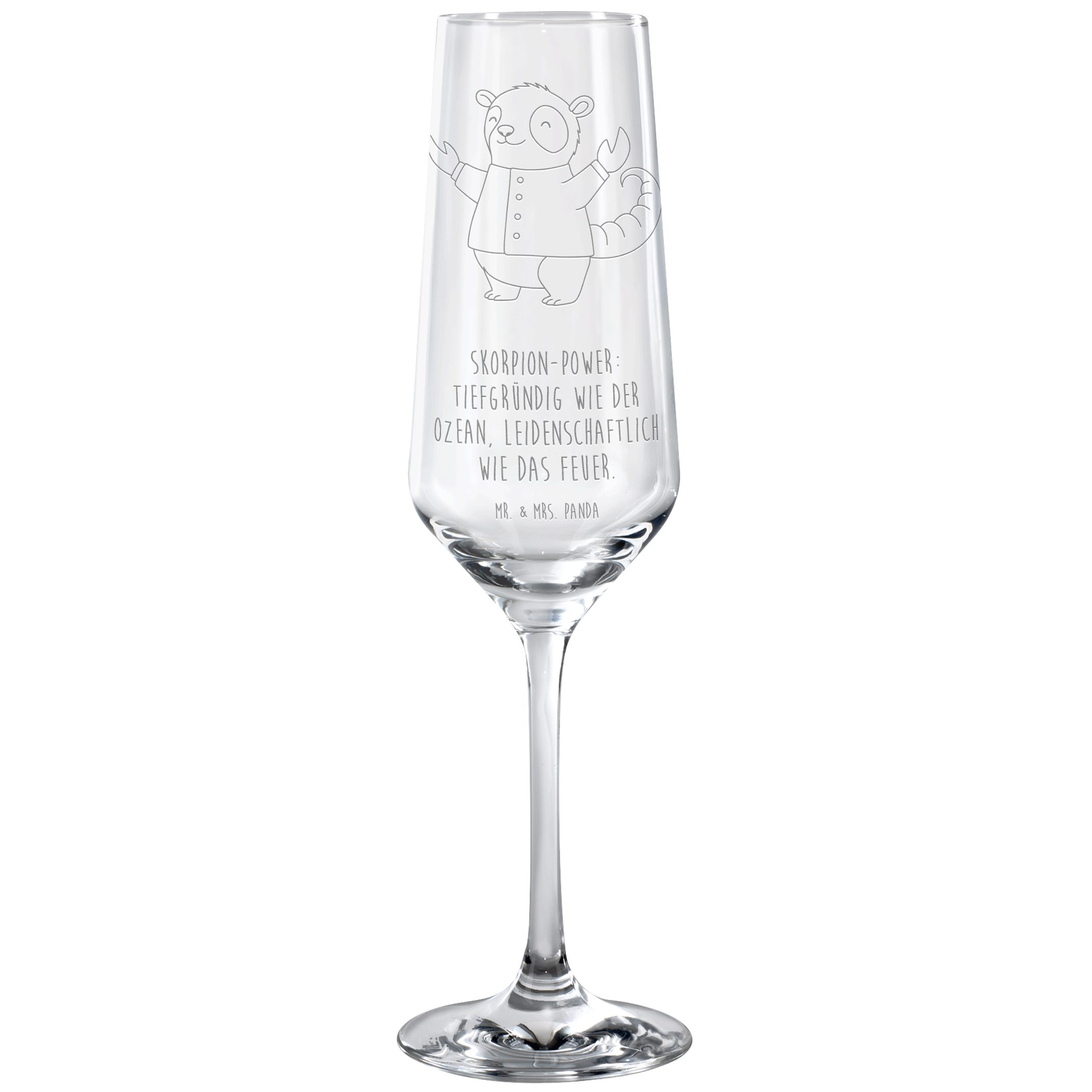 Mr. & Mrs. Panda Sektglas Skorpion Astrologie, Sektglas, Transparent, Sektkelch, Tierkreiszeich, Premium Glas, Sektkelch Sektglas Geschenk Sektglas Design