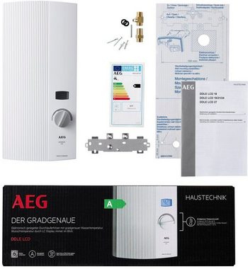AEG Haustechnik Komfort-Durchlauferhitzer DDLE LCD 18/21/24 kW, gradgenaue Temperaturwahl, elektronisch, min. 30 °C, max. 60 °C, LC-Display