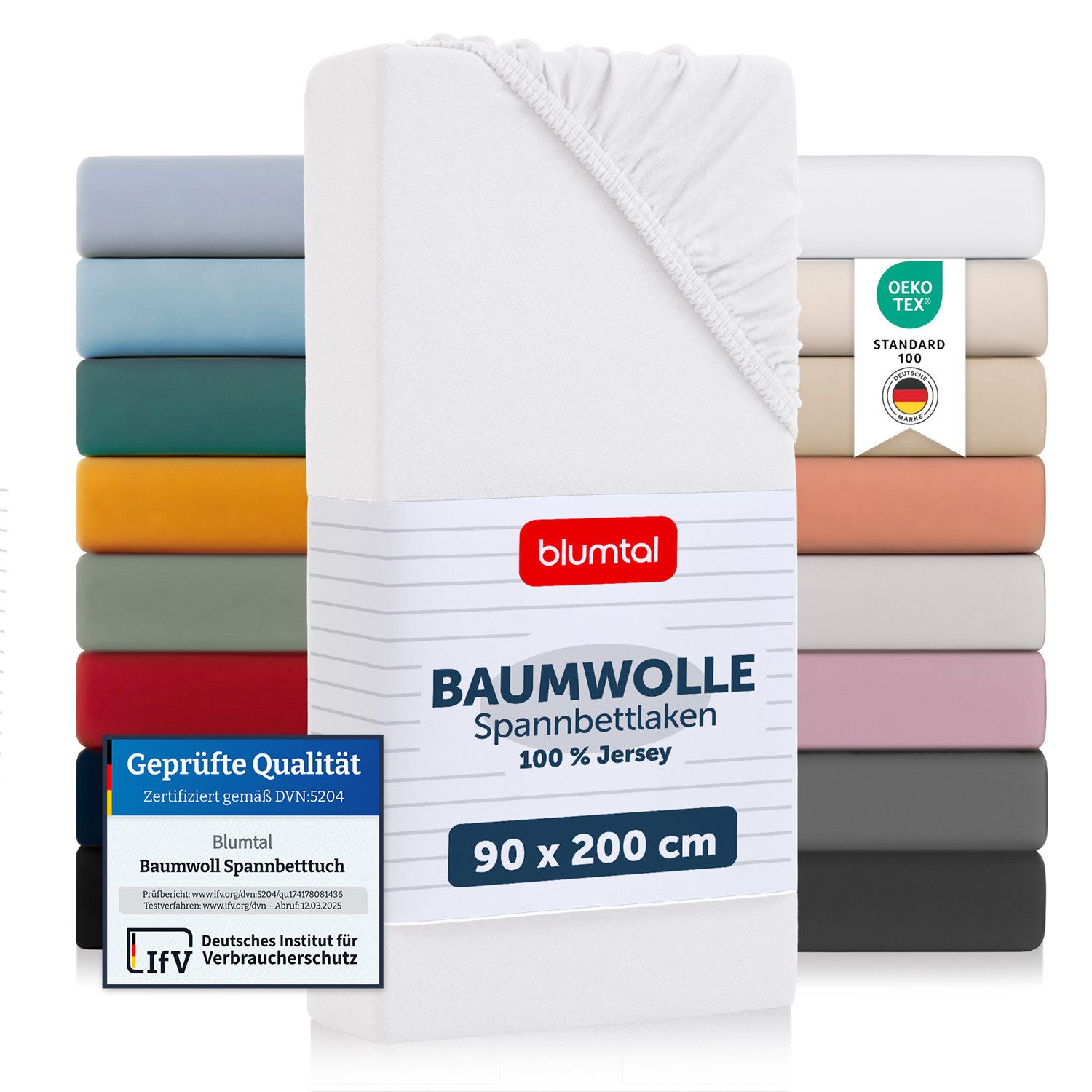 Blumtal Spannbettlaken Blumtal Basics 100% Baumwolle - Jersey, Baumwolle, Gummizug: Rundum, (2 Stück), Jersey Bettlaken - atmungsaktiv, strapazierfähig und faltenfrei