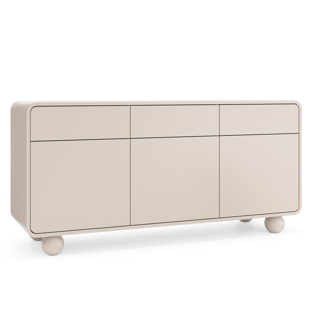Lomadox Sideboard ALBINIA-160, 160 cm breit Kaschmir mit Kugelfüßen, 3 Schu günstig online kaufen