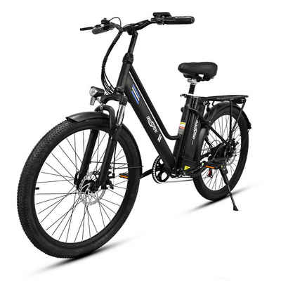 Docrooup E-Bike 26 Zoll E Bike, Cityräder, Damen Herren 36V/14.4AH Lithium Batterie, Kettenschaltung, Heckmotor, (SHIMANO 7-Gang,Elektro-Mountainbike,bis 40-60km)