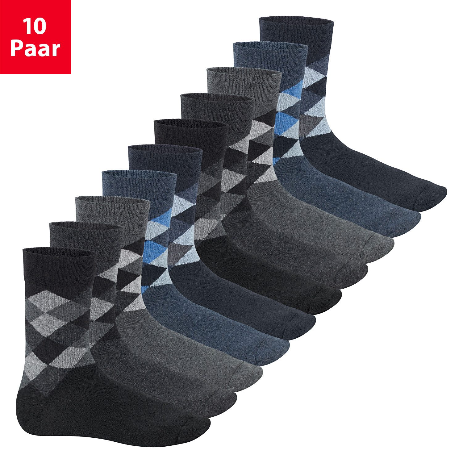 Footstar Businesssocken Herren Motiv Socken (10 Paar) mit diversen Mustern