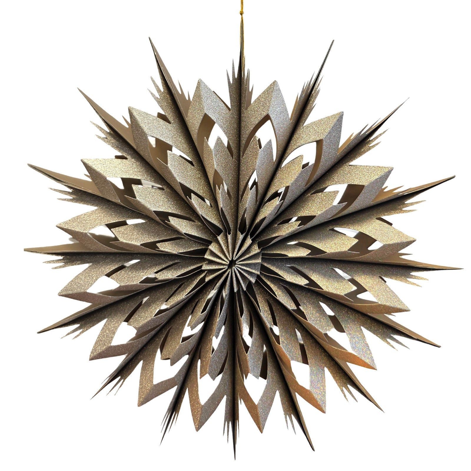 Logbuch-Verlag Dekofigur Papierstern Gold glitzernd 30 cm – Weihnachtsdeko zum Aufhängen