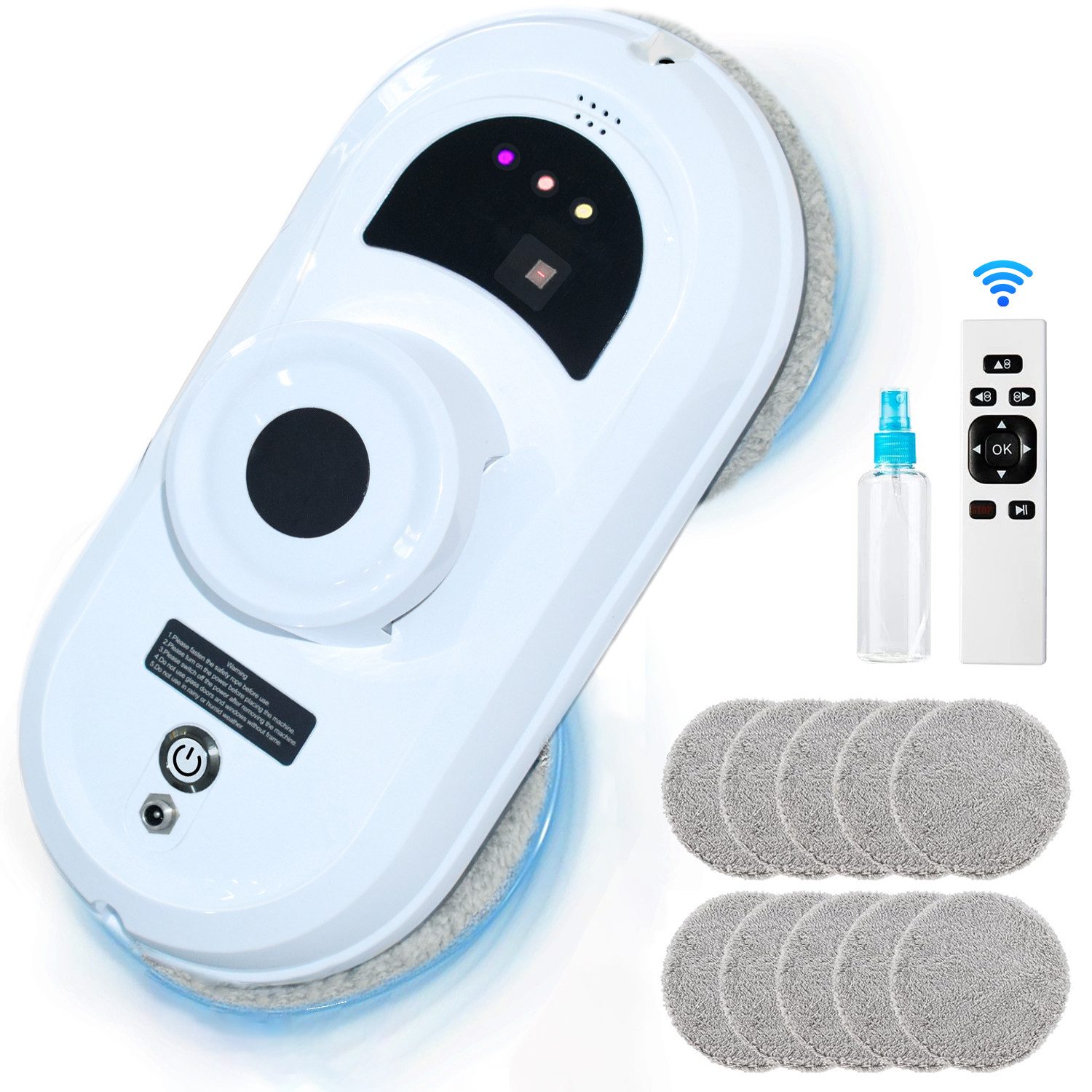 Fensterputzroboter 90W Intelligenter Fensterputzer Fenstersauger, mit Starker Saugkraft