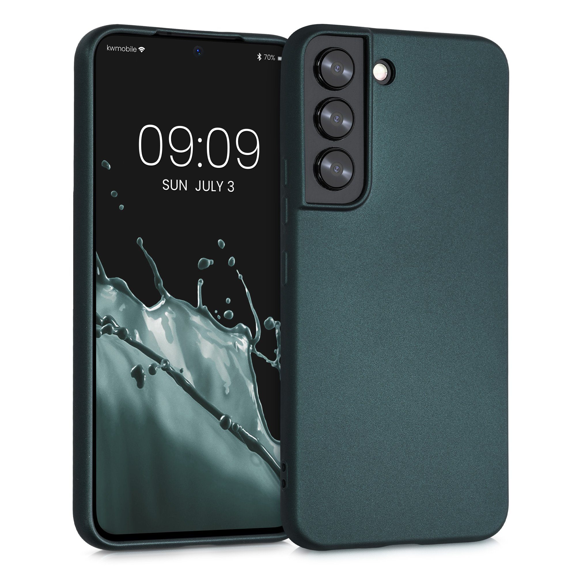 kwmobile Handyhülle Handyhülle für Samsung Galaxy S22 Hülle, Silikon Case metallisch schimmernd - Schutzhülle Cover