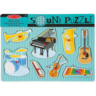 Melissa & Doug Puzzle Soundpuzzle aus Holz - Musikinstrumente, 8 Teile, Puzzleteile