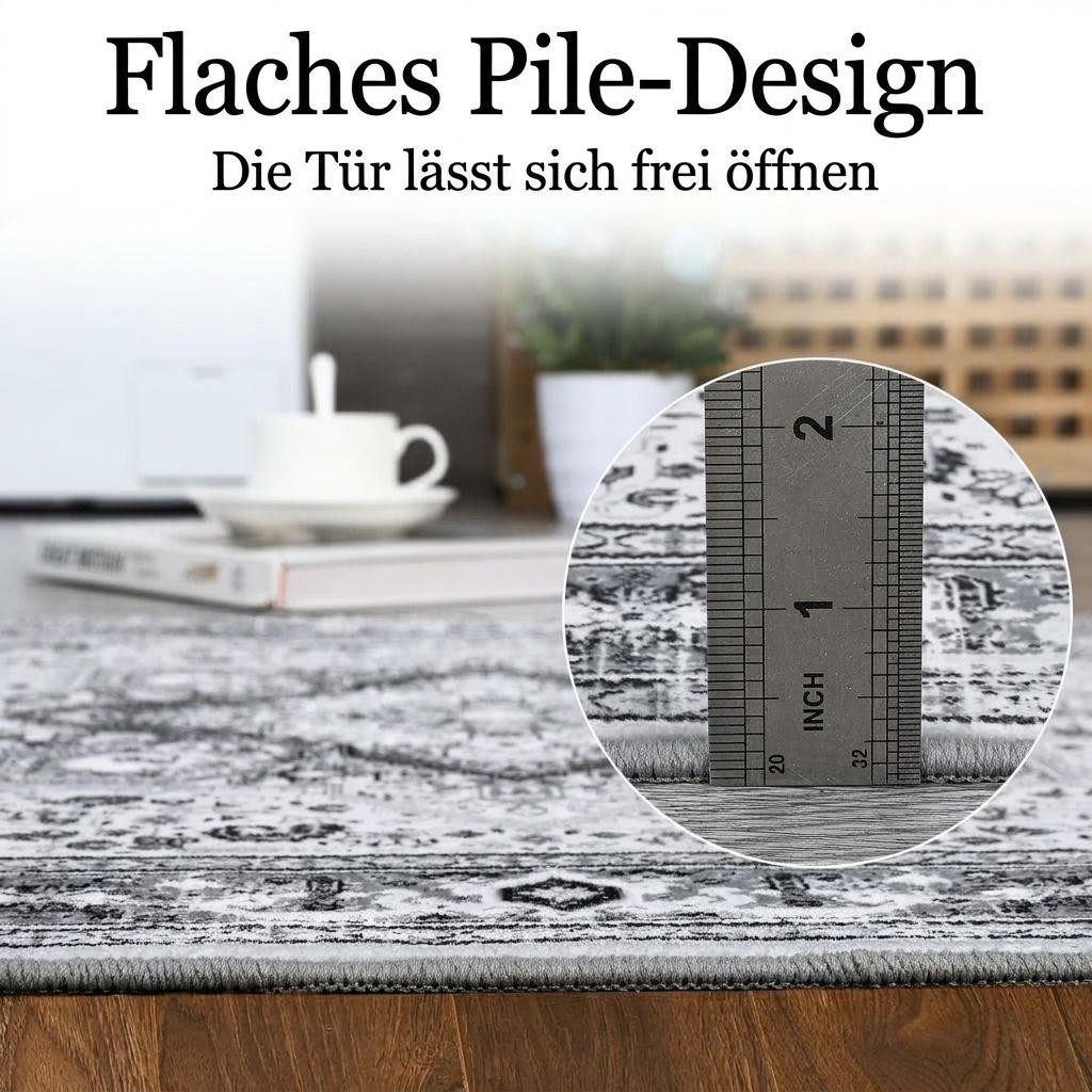 GarveeMore Teppich Vintage Anmut Orientteppich Niedrigflor-Teppich Designteppich, rechteckig, Maschinenwaschbar Rutschfest für Wohnzimmer, Schlafzimmer, Küche, Flur