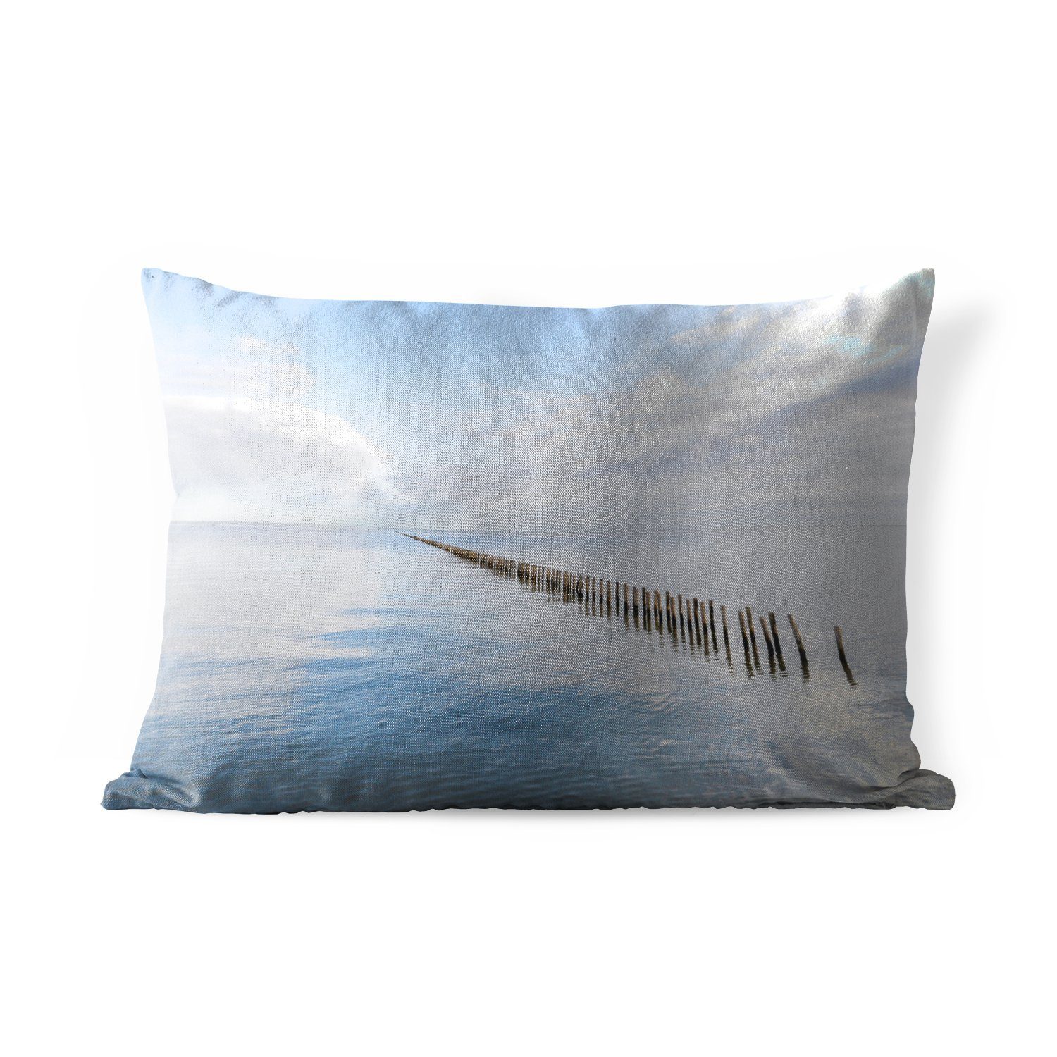 MuchoWow Dekokissen Nordsee - Wolken - Wasser, Outdoor-Dekorationskissen, Polyester, Dekokissenbezug, Kissenhülle