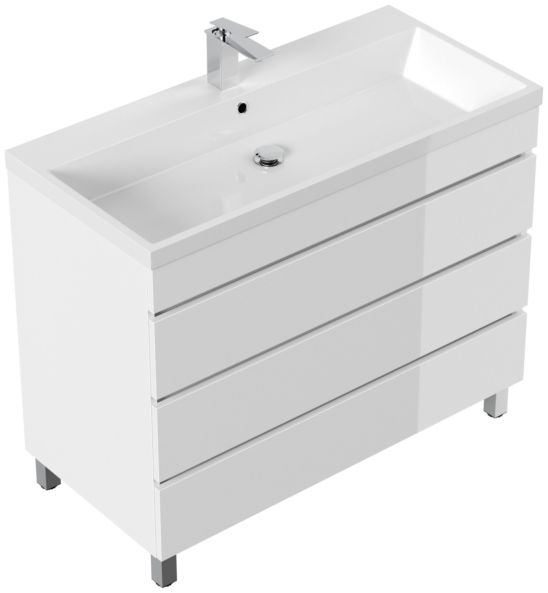 Magnolia Home Hängeschrank Stand Badmöbel Via 100 SoftClose weiss hochglanz mit drei grifflosen S