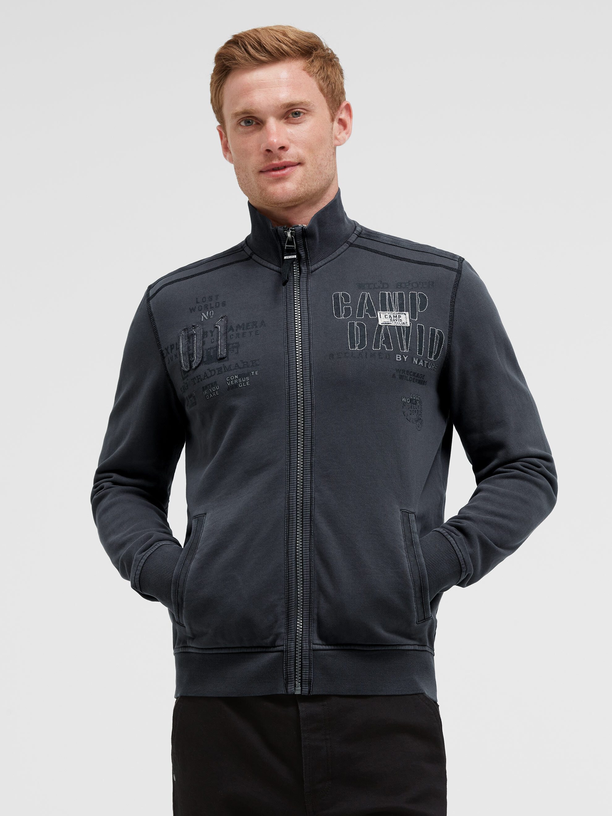 CAMP DAVID Sweatjacke mit Stehkragen