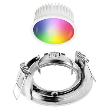 linovum LED Einbaustrahler LED Einbaustrahler Edelstahl Optik gebuerstet rund starr inkl. Smart, Leuchtmittel inklusive, Leuchtmittel inklusive