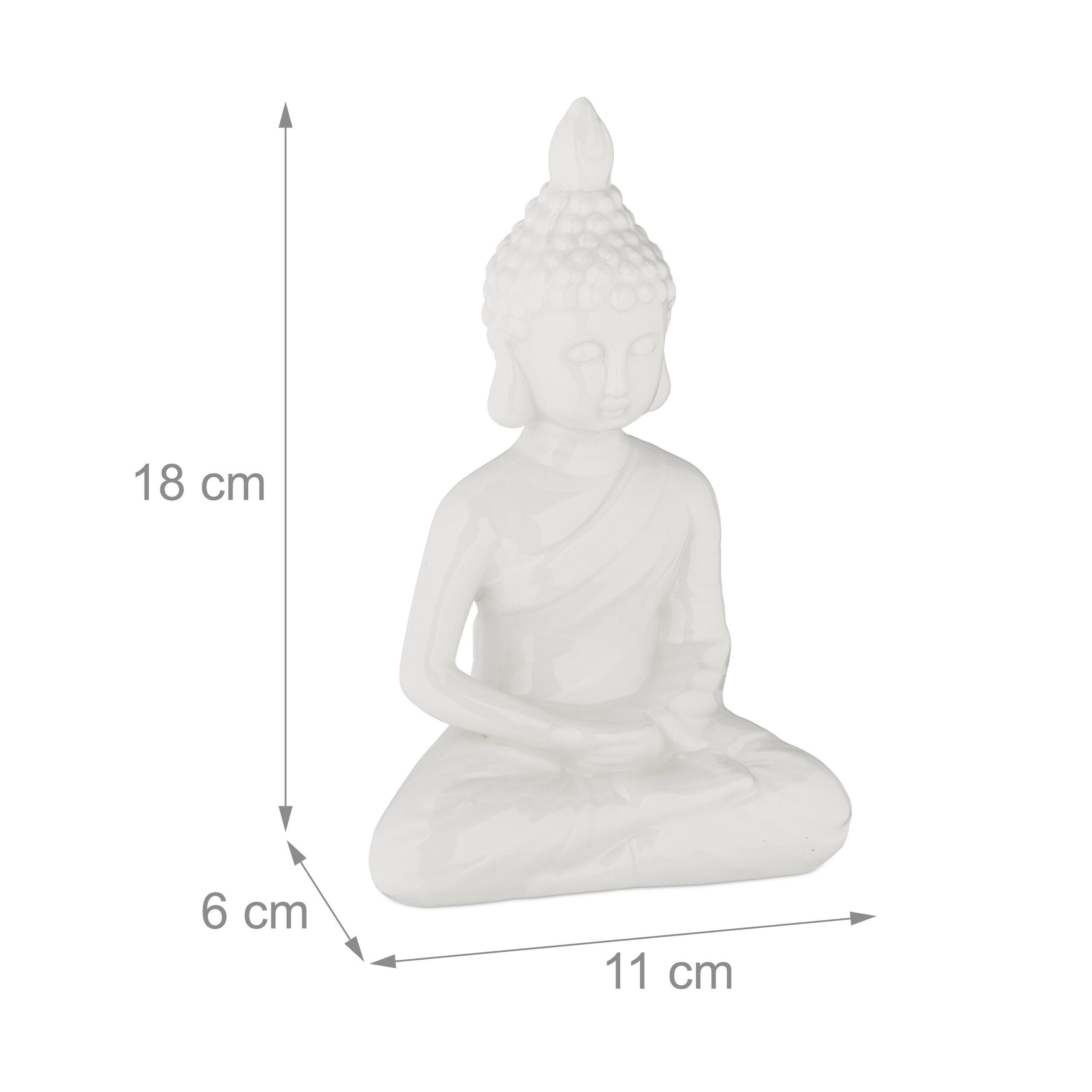 relaxdays Buddhafigur Weiße Buddha Figur 18 cm (1 St) – Bild 4 von 5