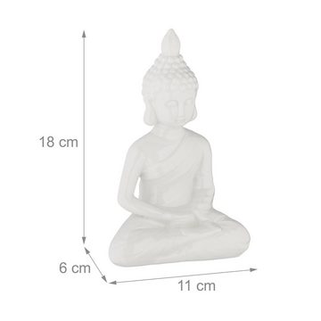 relaxdays Buddhafigur Weiße Buddha Figur 18 cm