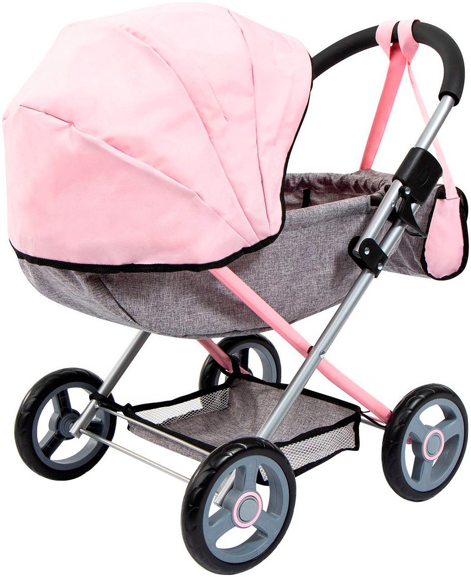 Bayer Puppenwagen Cosy, grau/rosa, mit Wickeltasche günstig online kaufen