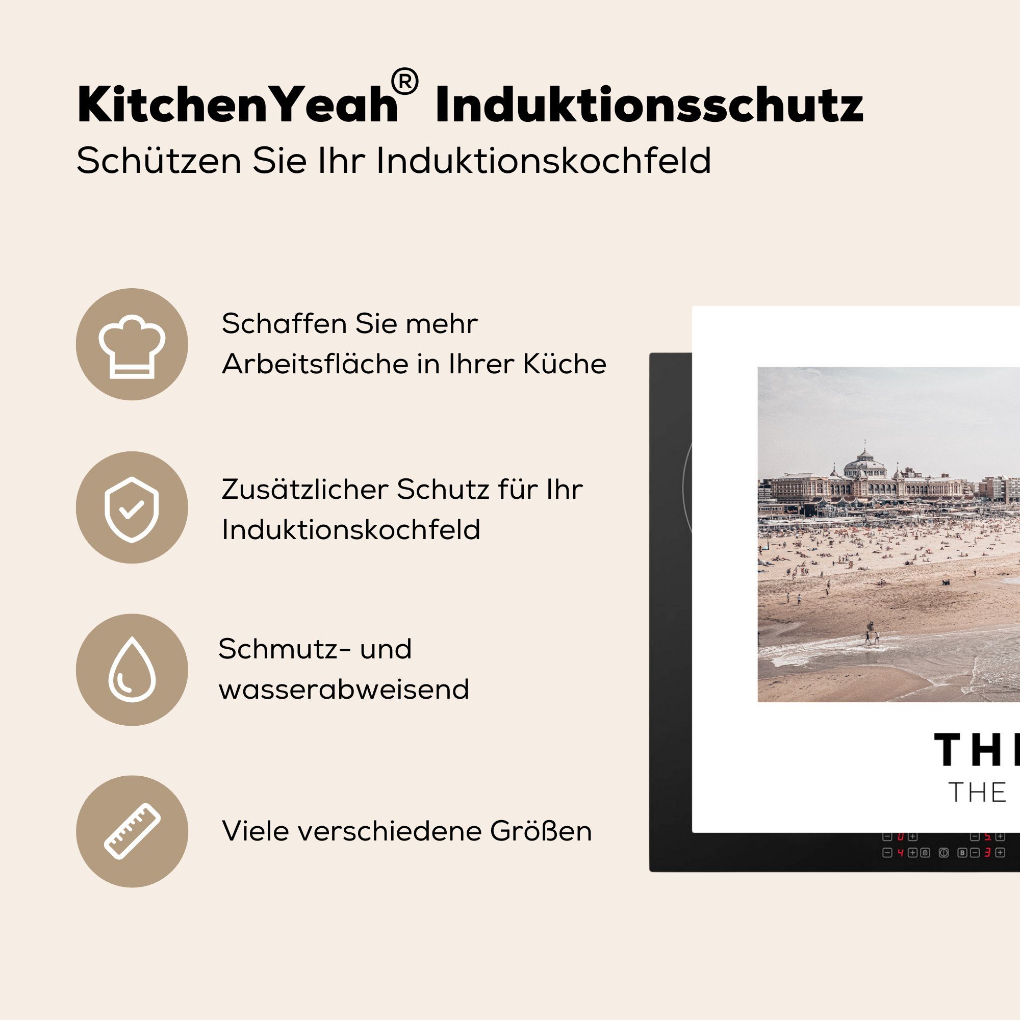 Haag cm, (1 küche, - Schutz die Den Strand, Herdblende-/Abdeckplatte Ceranfeldabdeckung tlg), - für Vinyl, Induktionskochfeld 81x52 MuchoWow Niederlande