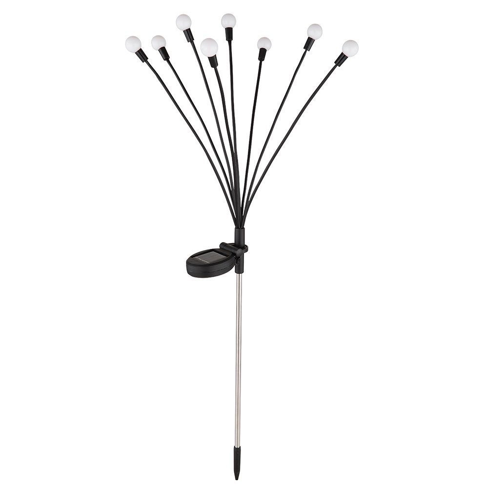 GLOBO LIGHTING LED Solarleuchte, LED-Leuchtmittel fest verbaut, Warmweiß, RGB LED Steckleuchte Solarlampe Edelstahl schwarz Erdspieß H 70 cm