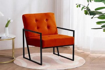 JVmoebel Sessel Orange Sessel Wohnzimmer Luxusmöbel Hochwertige Metallbeine Textil Neu (1-St., Sessel), Made in Europa