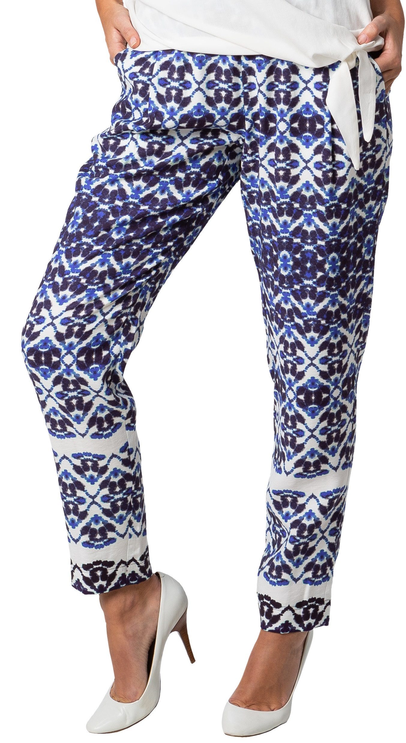 Stehmann Stoffhose Zypern-740, leichte Flatter-Sommerhose im bedruckten Design