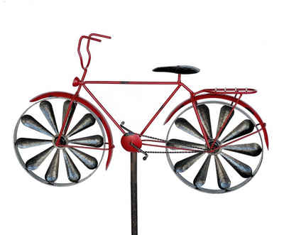 DanDiBo Gartenstecker Gartenstecker Metall Fahrrad XL 160 cm Rot 96100 Shabby Windspiel Windrad Wetterfest Gartendeko Garten Gartenstab Bodenstecker