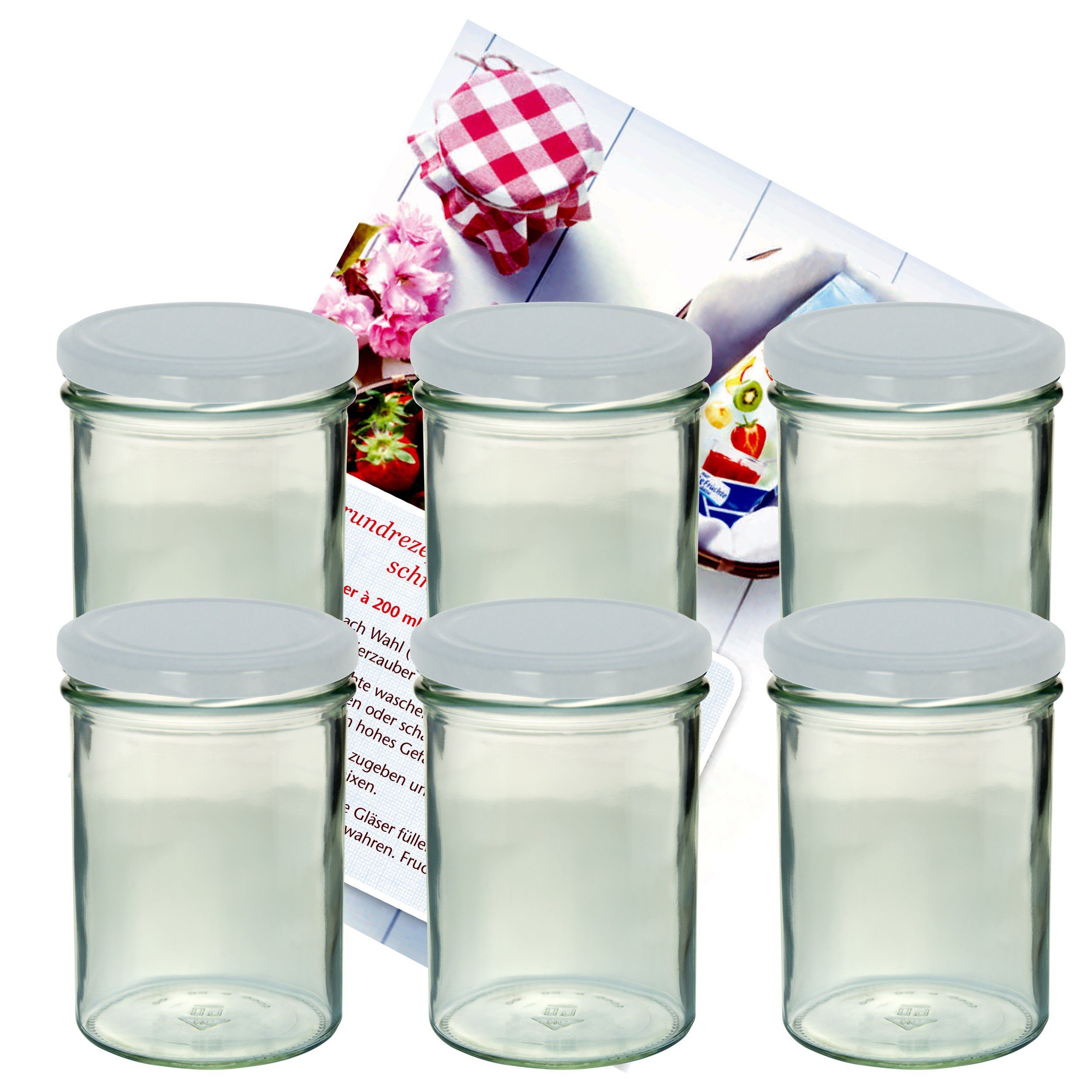 Einmachglas Einmachglas Glas Deckel, Marmeladenglas weißer ml 435 6er MamboCat Sturzglas Set