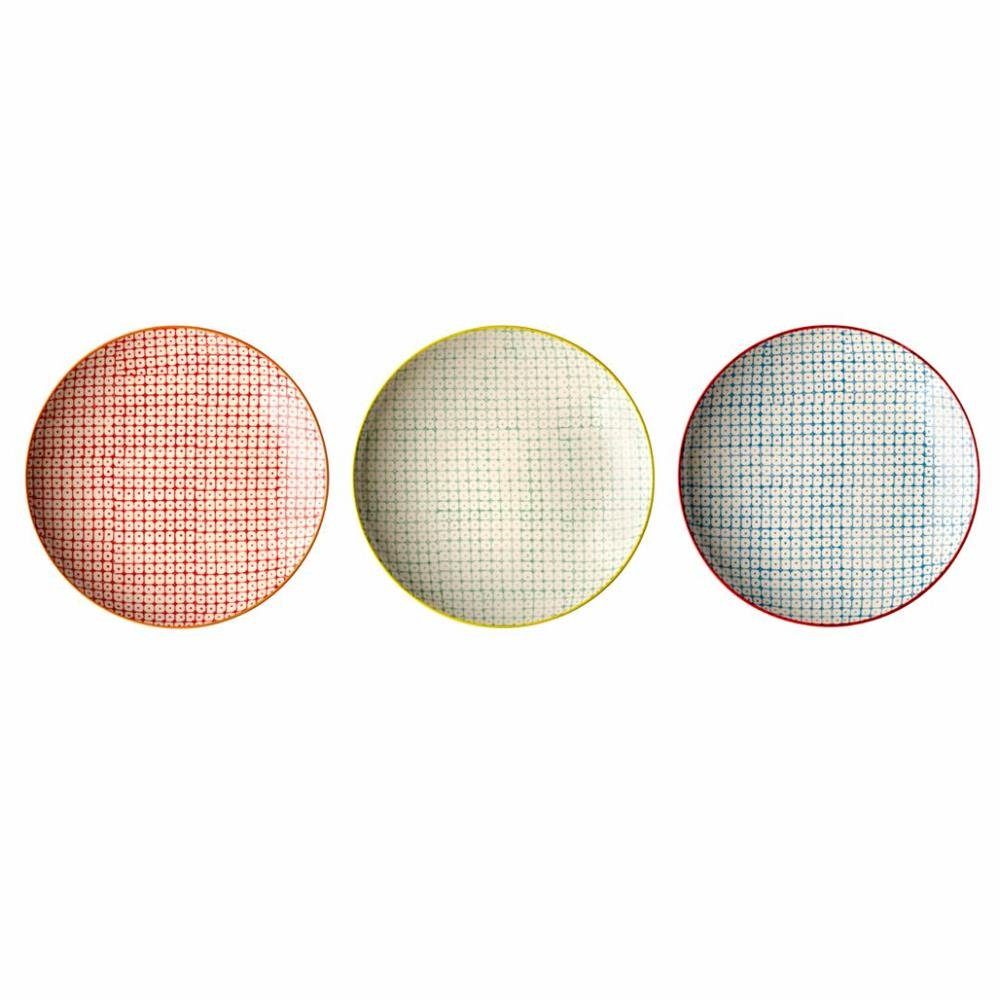 Bloomingville Teller Carla Teller 3er Set 20cm, (3 St), Keramik Tellerset Speiseteller Essteller Landhausstil