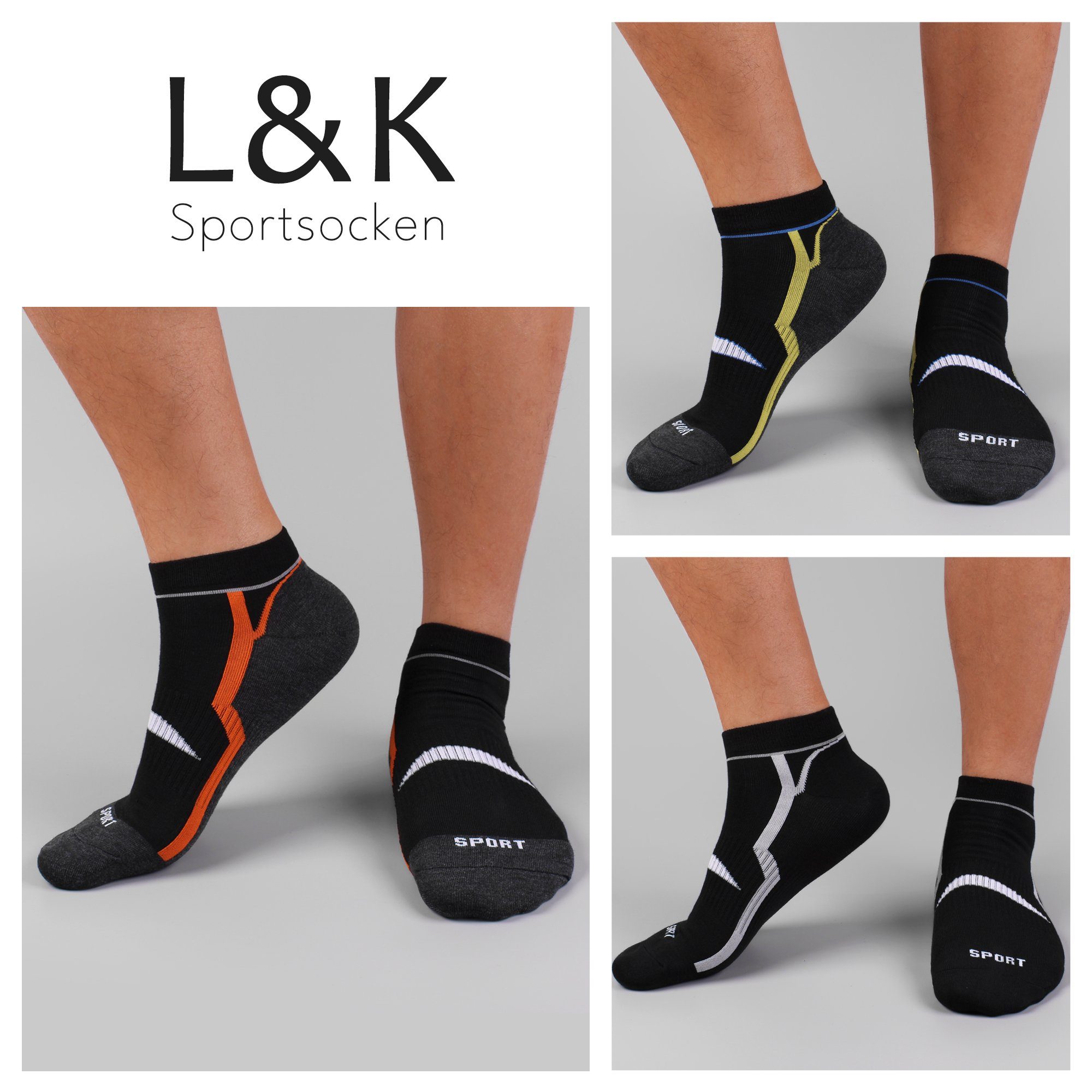 Herren (10er-Pack) aus Baumwolle 2303 Sportsocken L&K Sneaker Socken 2328