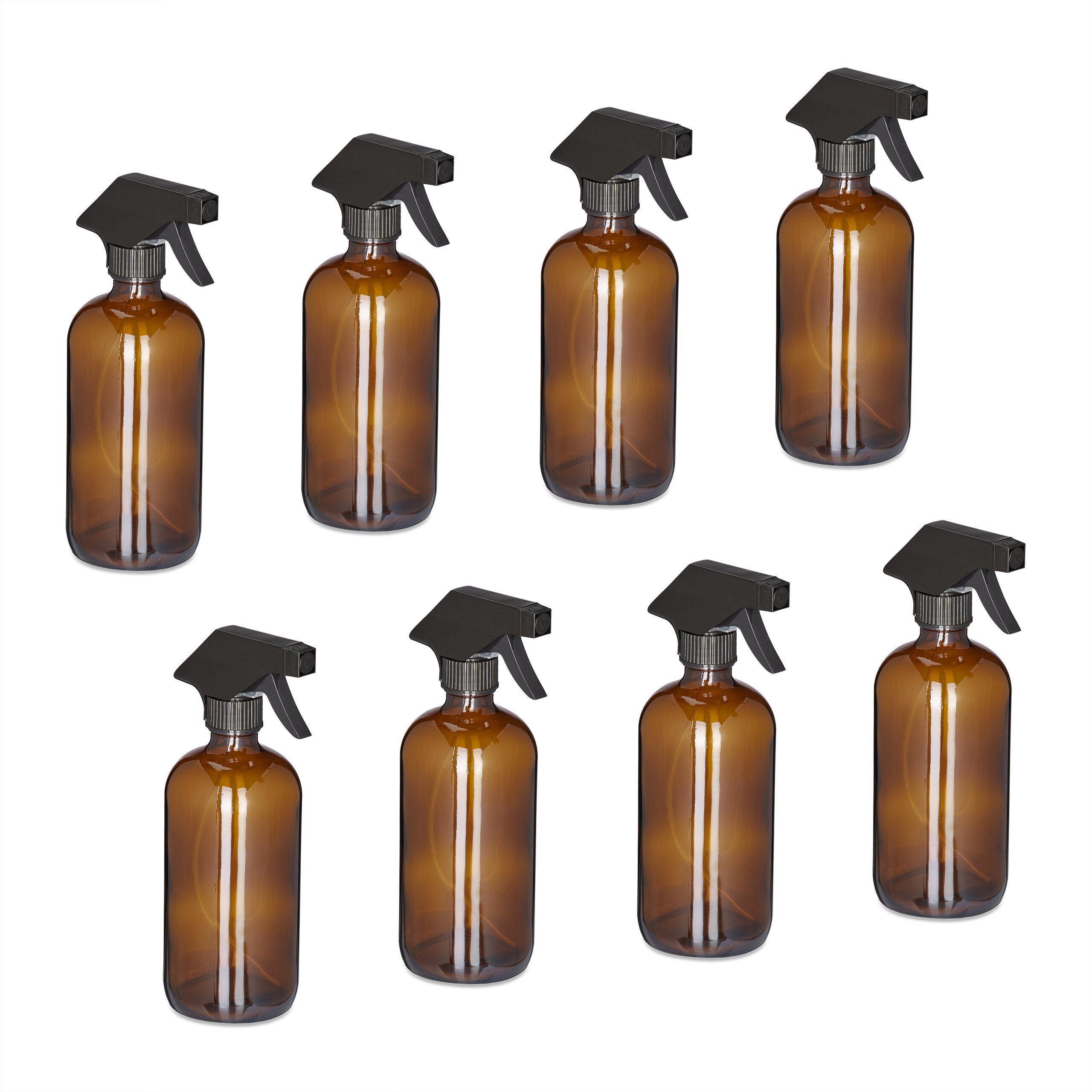 relaxdays Sprühflasche Glas 500ml 8er Set, (8-tlg)