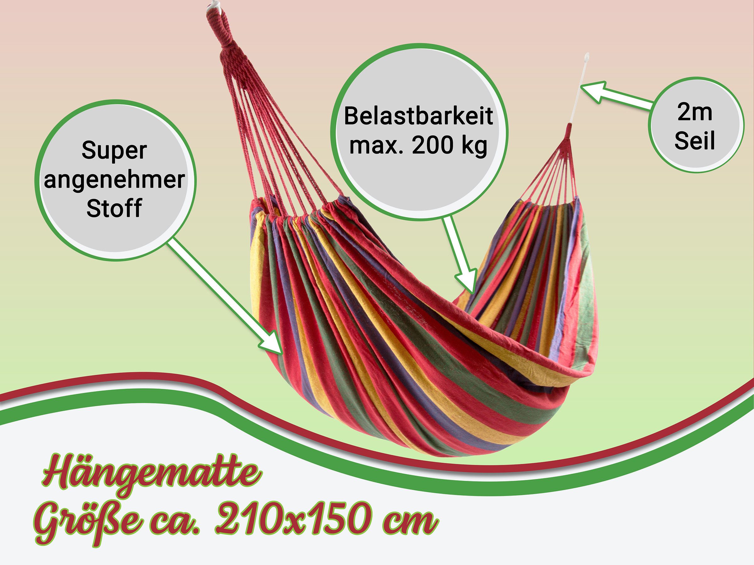 ZOLLNER Hängematte (inkl. Tasche und Seile), 150 x 210 cm, 90% Polyester, 1 günstig online kaufen